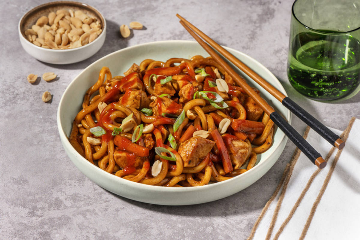 Sesame Chicken and Udon Noodles