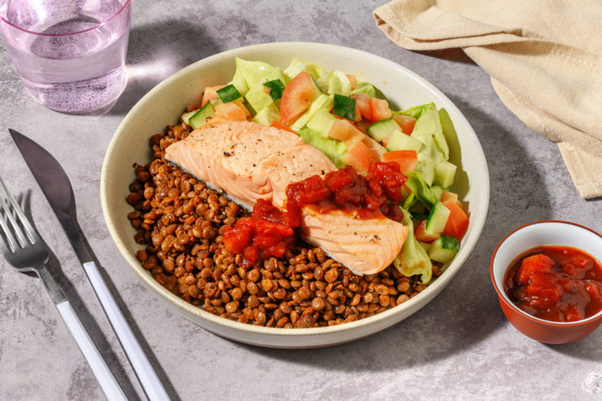 Peri Peri Lentil and Poached Hake Salad