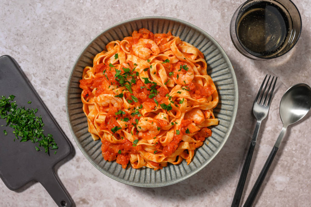 Peri Peri Arrabbiata Prawn Tagliatelle with Chorizo