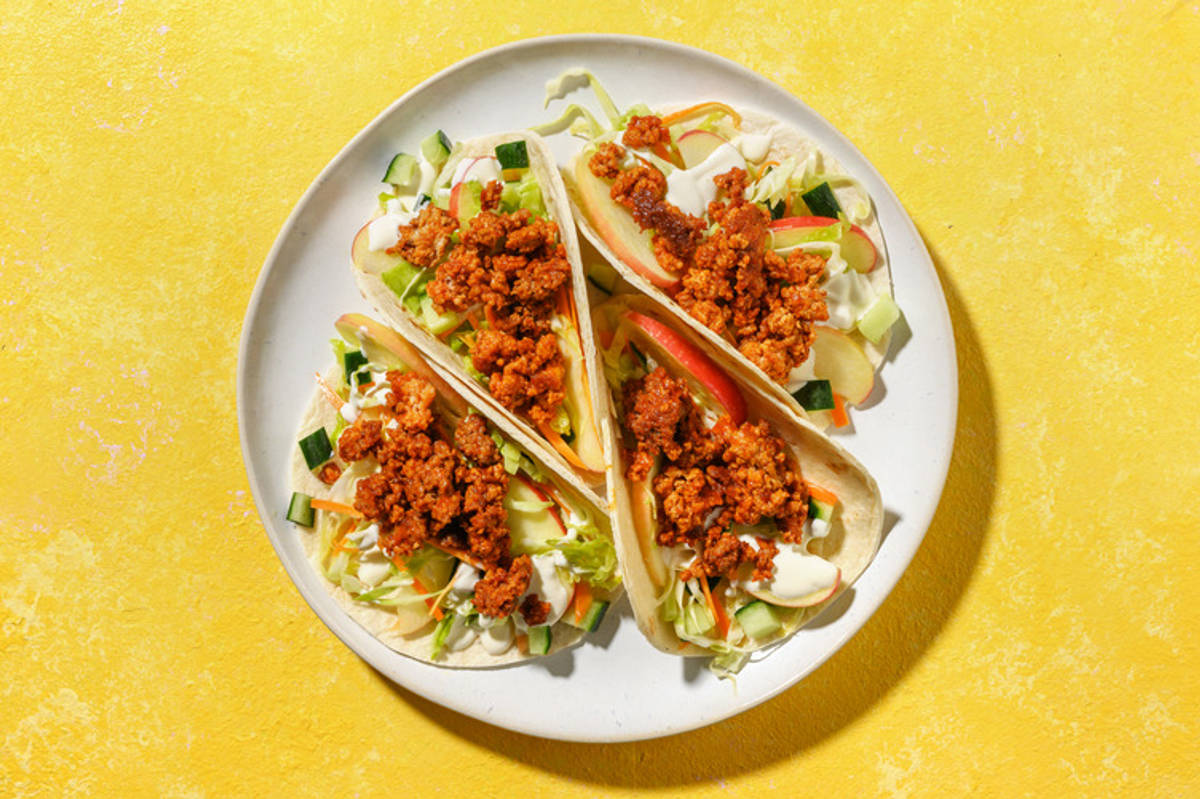 Amerikansk taco med buffaloglasert kjøttdeig