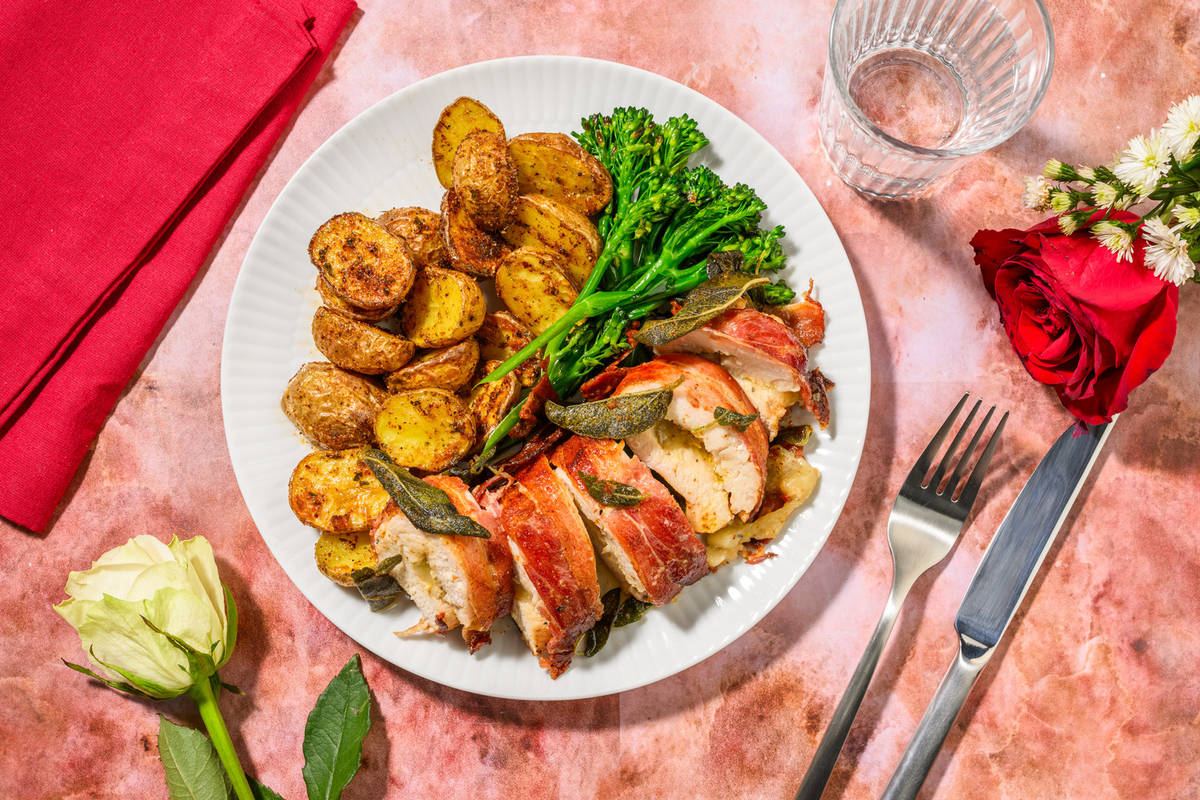 Bacon Wrapped Chicken in Sage Butter