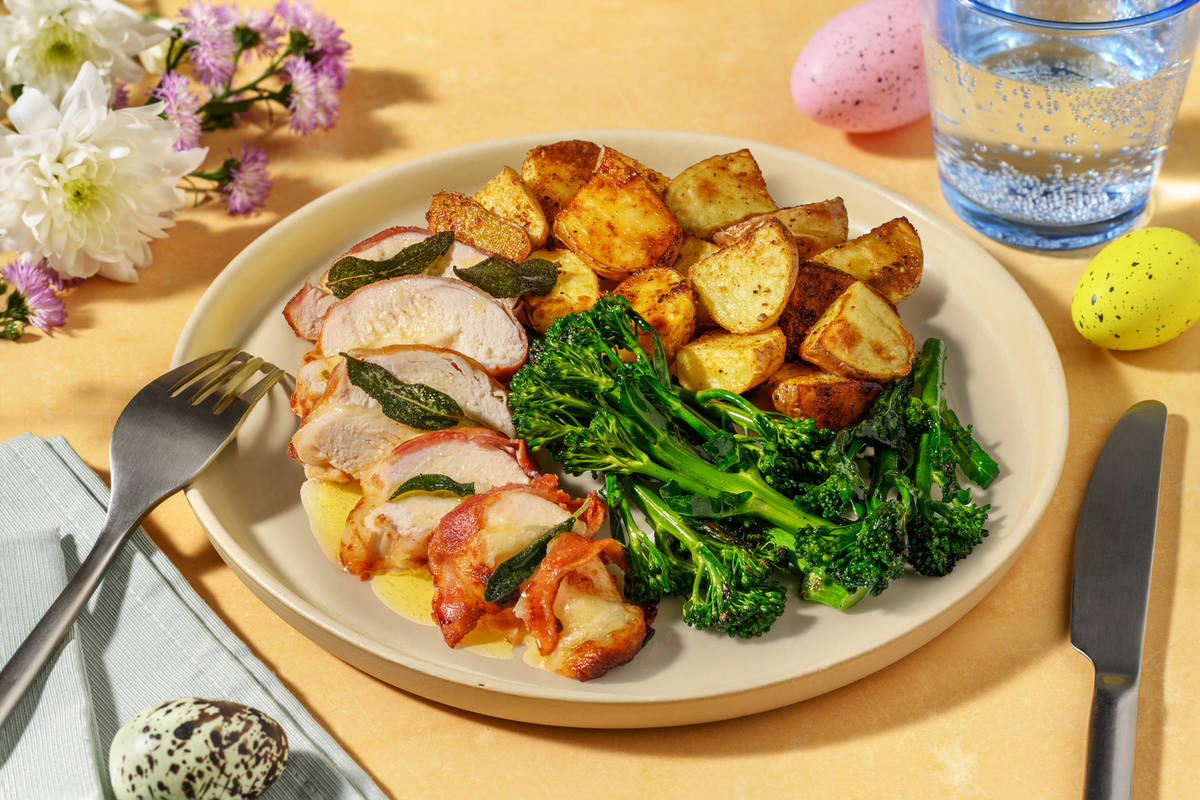 Bacon Wrapped Chicken in Sage Butter