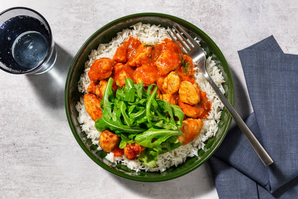 Tuscan Inspired Double Chicken and Tomato on Rice
