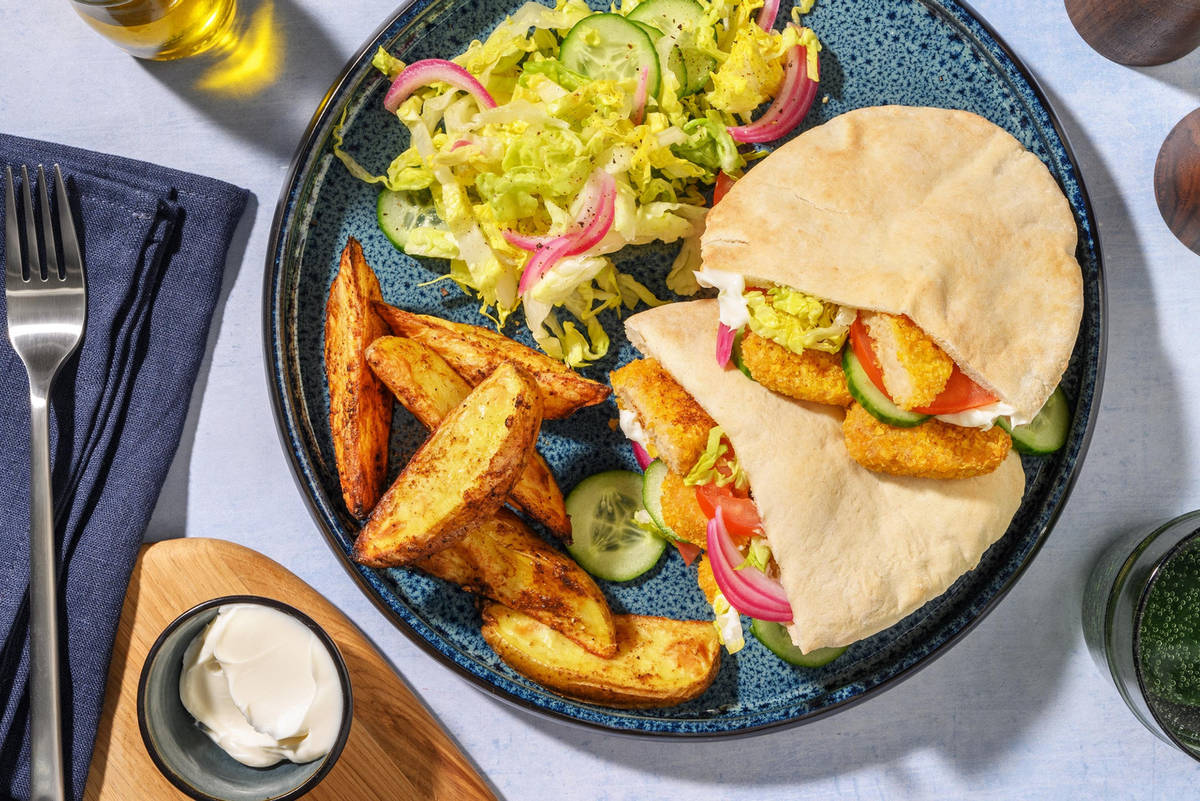 Vegonuggets i pita med bacon