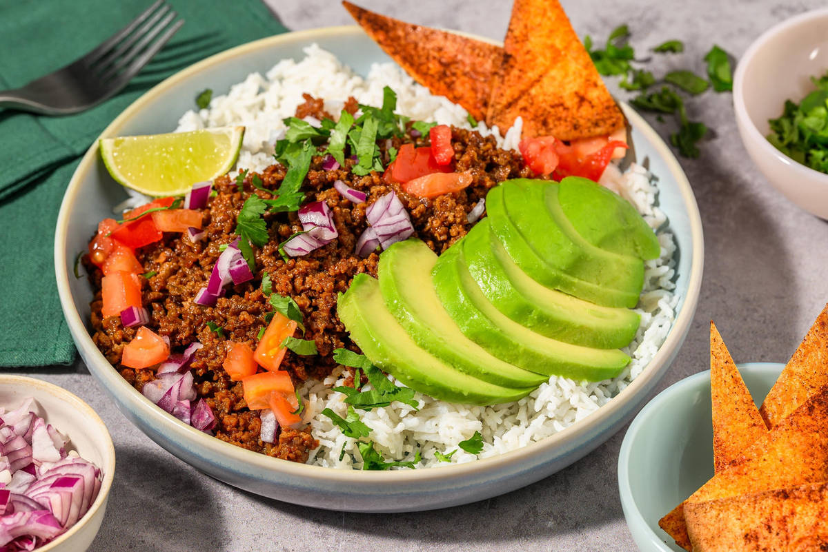 Burritobowl med vegetarprotein | Lag din egen variant