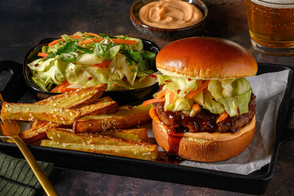 Koreansk BBQ-glasert burger