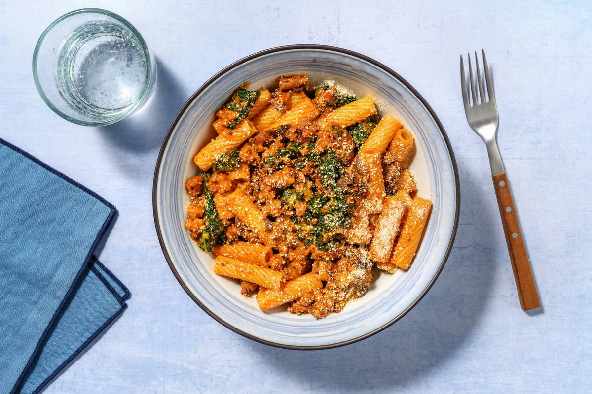 Quick Korean Inspired Lamb Rigatoni