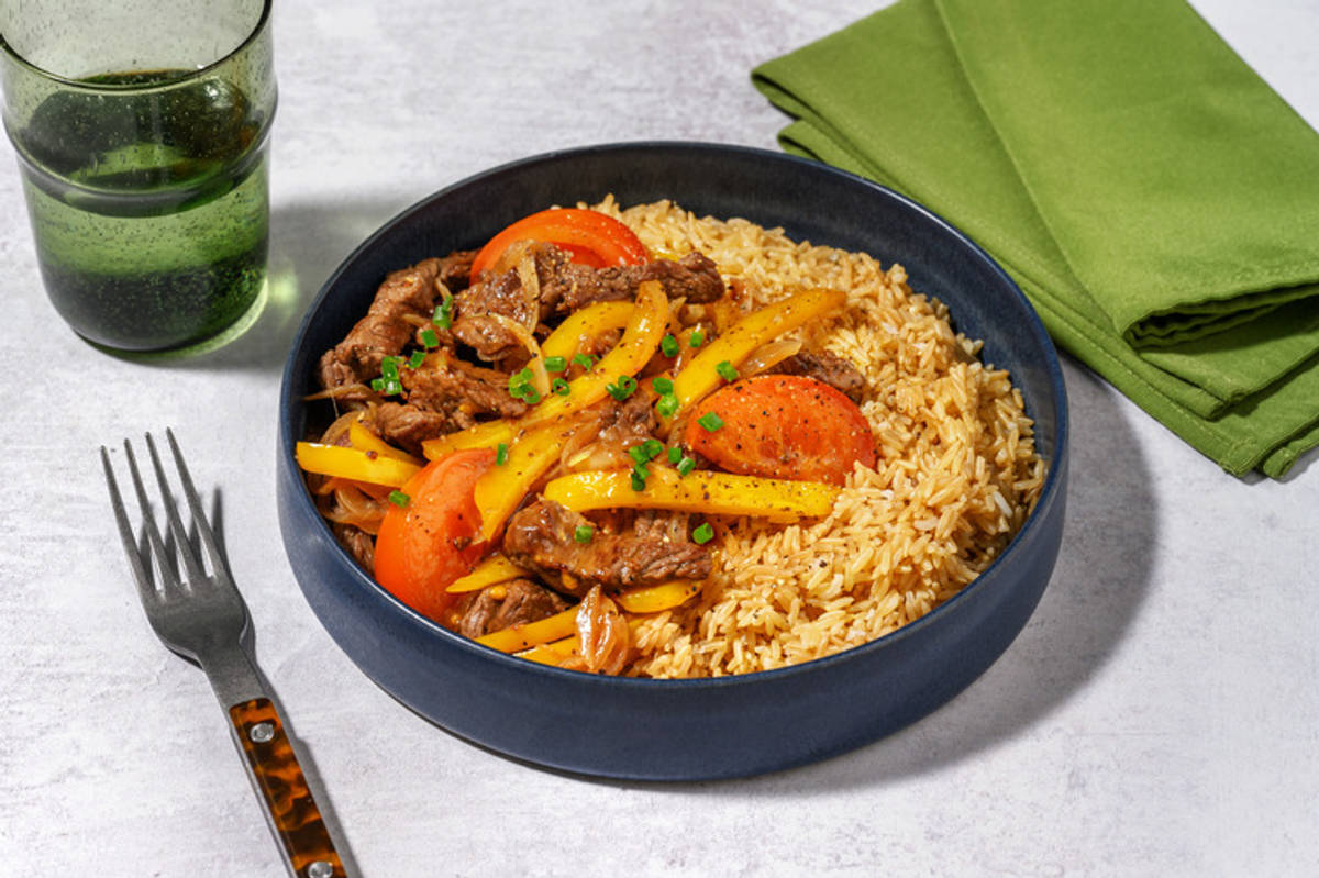 Salteado exprés de extra de ternera con salsa dulce