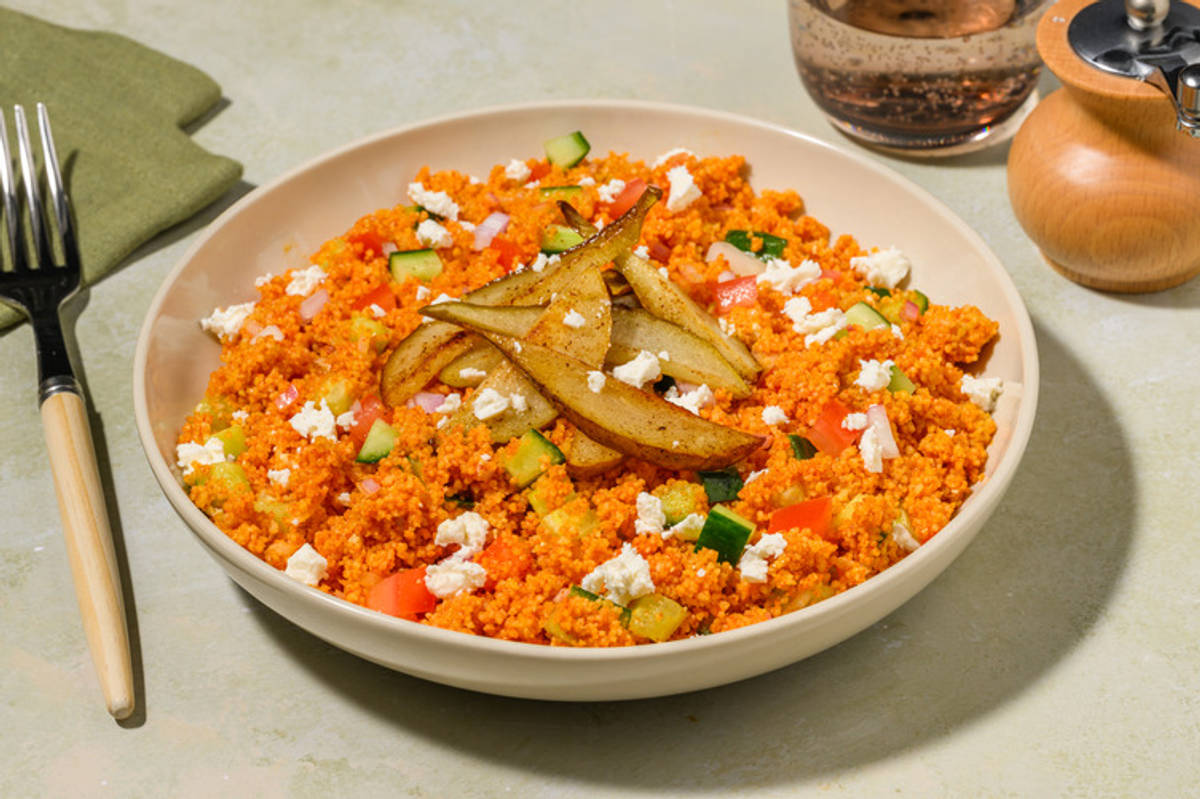 Warm Pear and Couscous Salad with Chicken
