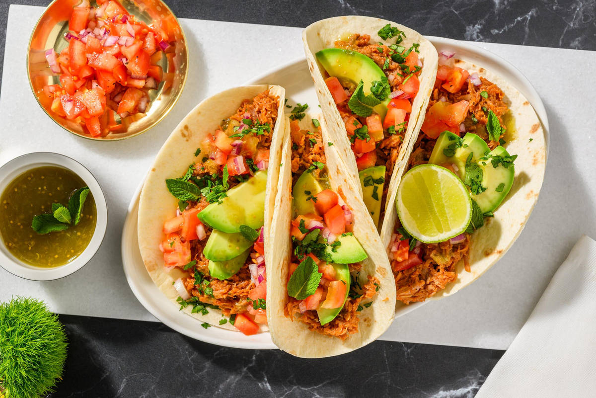 Carnitas Veganes Pulled gefüllte Tacos