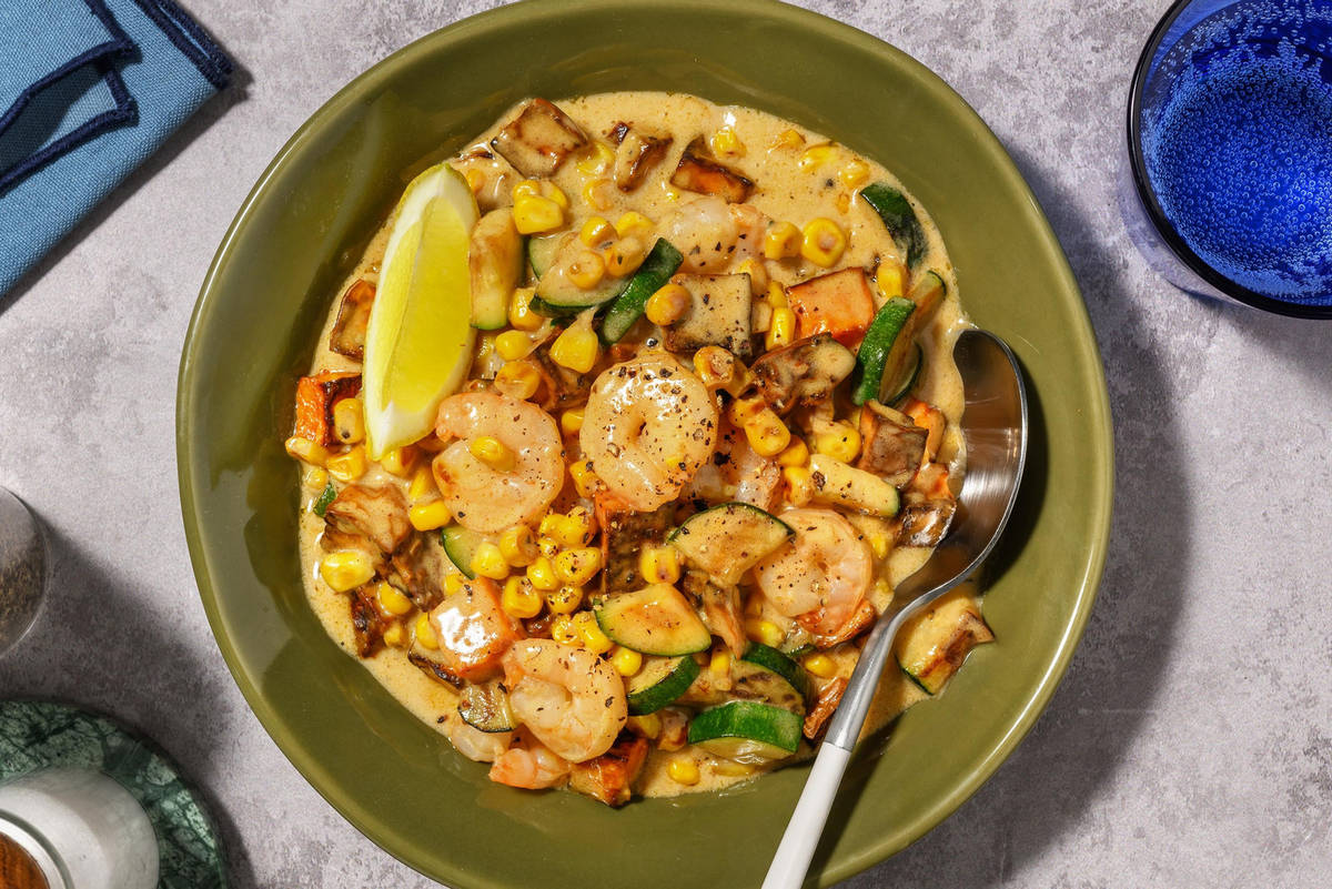 Cajun Style Double Prawn and Corn Chowder