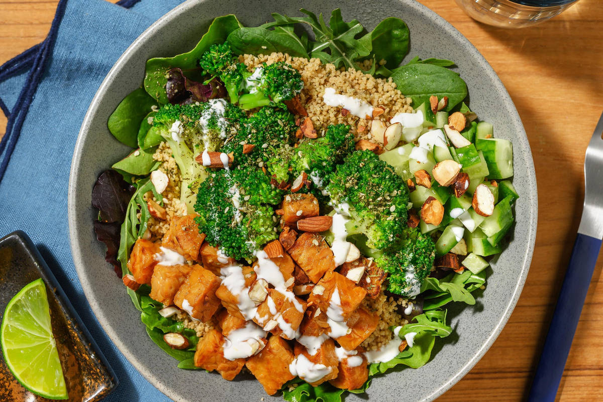 Frisse tempehbowl met broccoli en limoen
