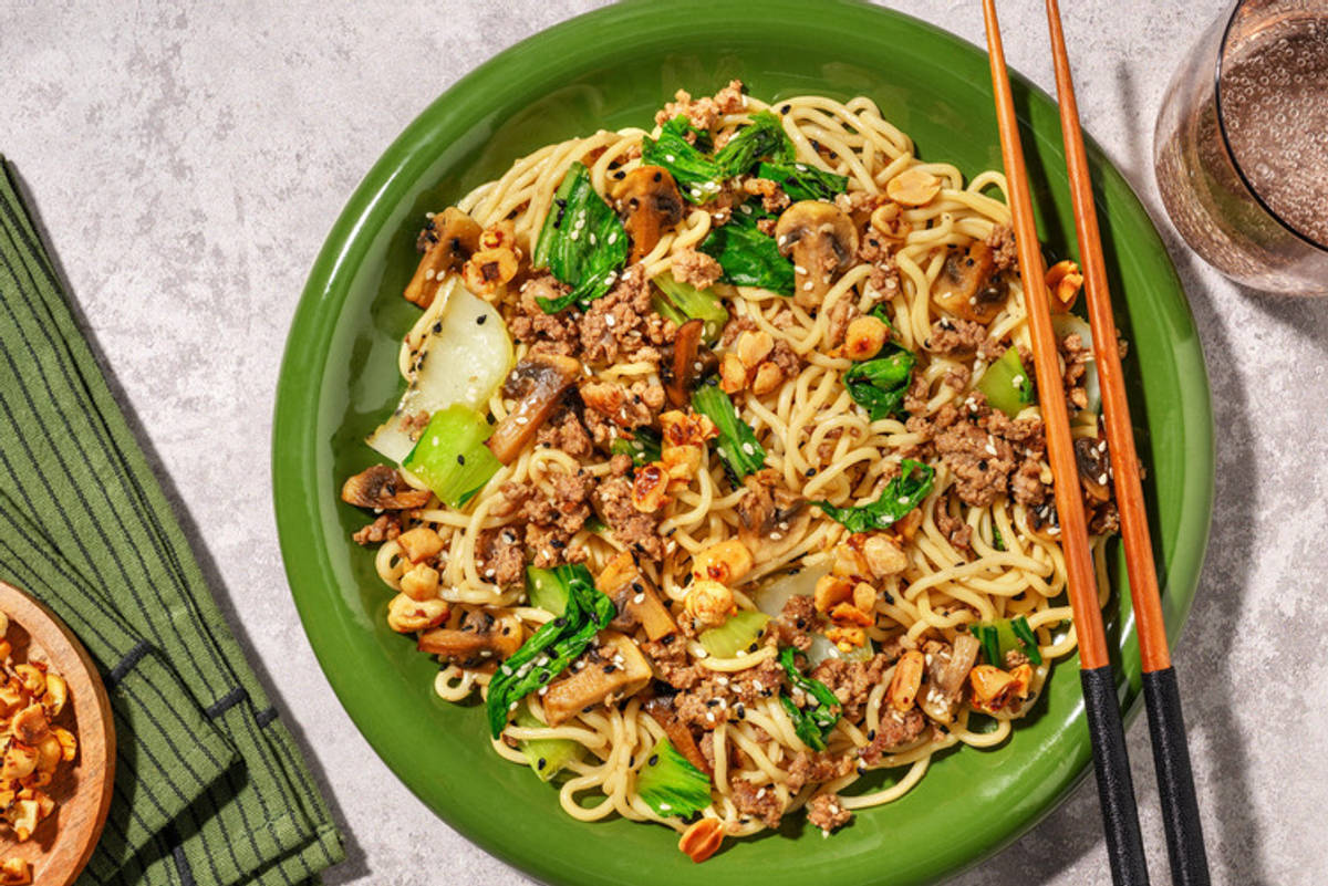 'Niku' noodles ai gamberetti e funghi champignon 