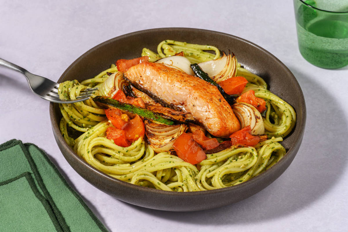 Pesto Double Salmon Linguine