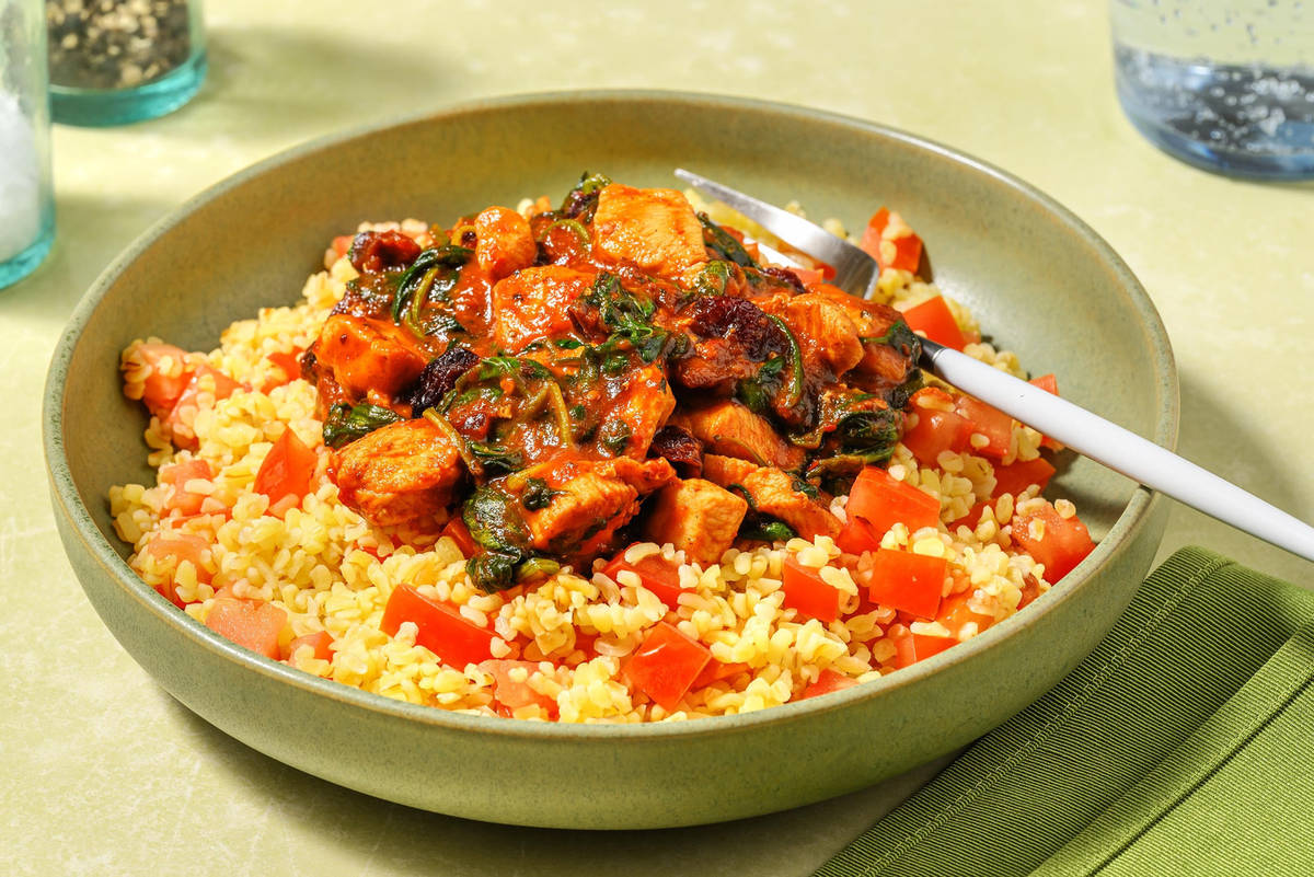 Harissa Cranberry Chicken on Bulgur