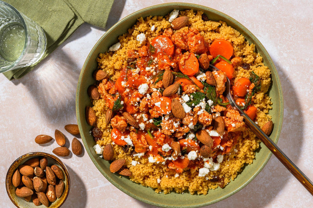 Kruidige couscous met varkensworst