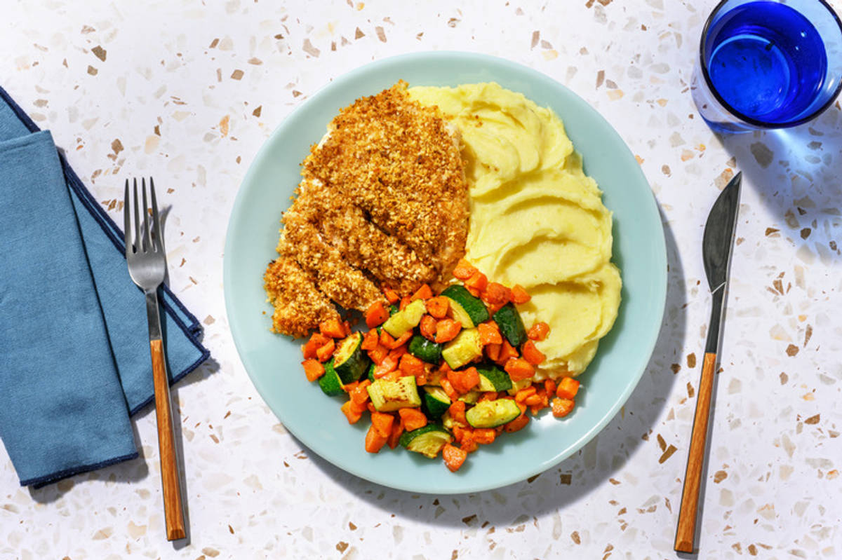 Crispy Baked Double Chicken and Mash