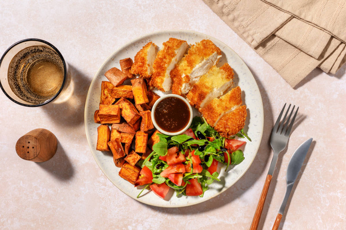 Crumbed Basa and Sweet Potato Chunks