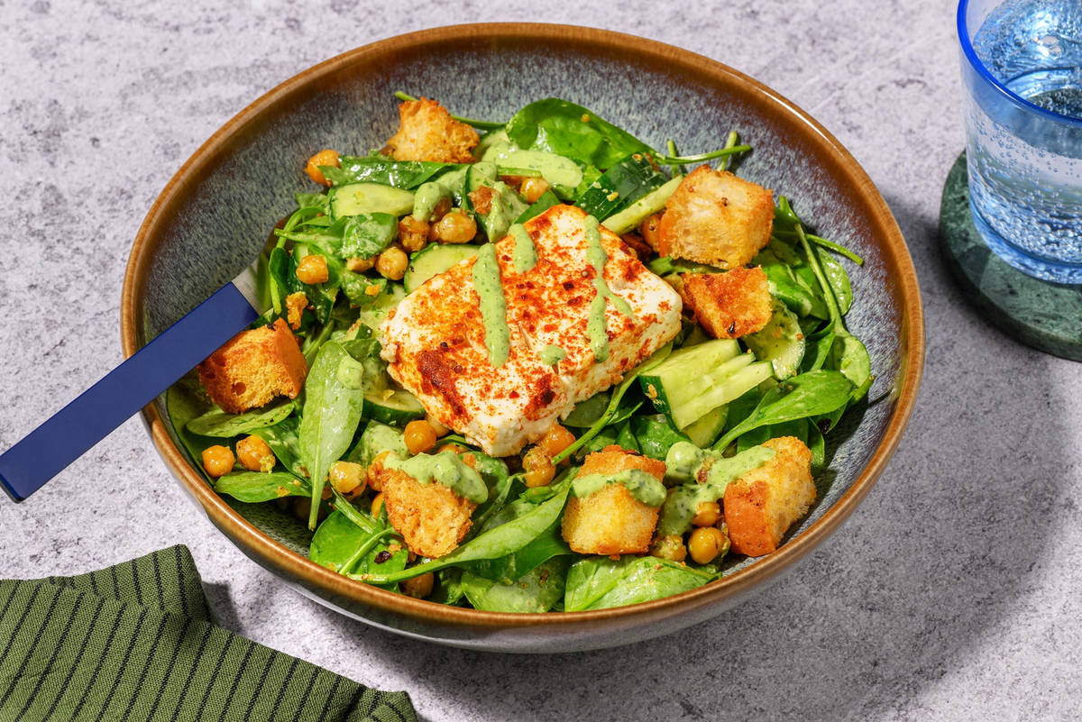 Grüner-Daumen-Salat mit gebackenem Hirtenkäse