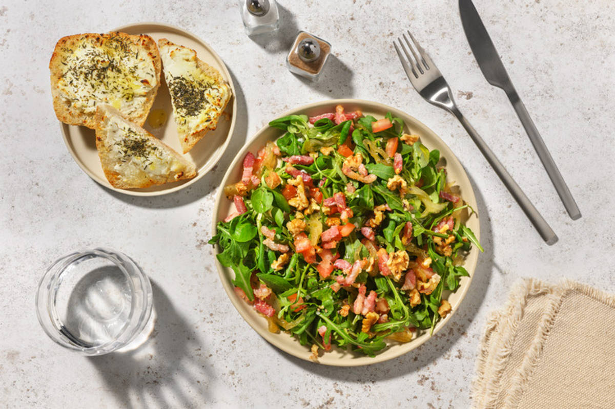 La Disfrutona: ensalada con bacon y cebolla caramelizada