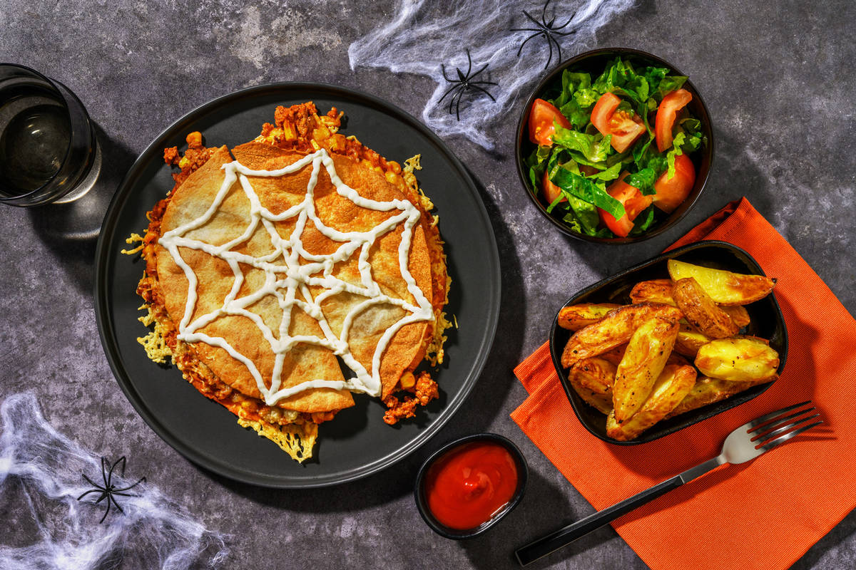 Spider Web Pork Quesadillas and Wedges