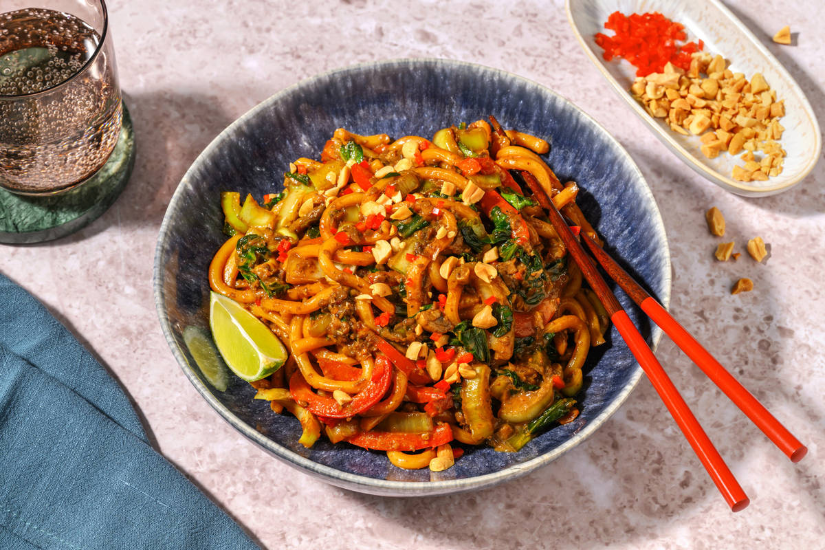 One-pan Peanut and Lime Noodles with Tofu