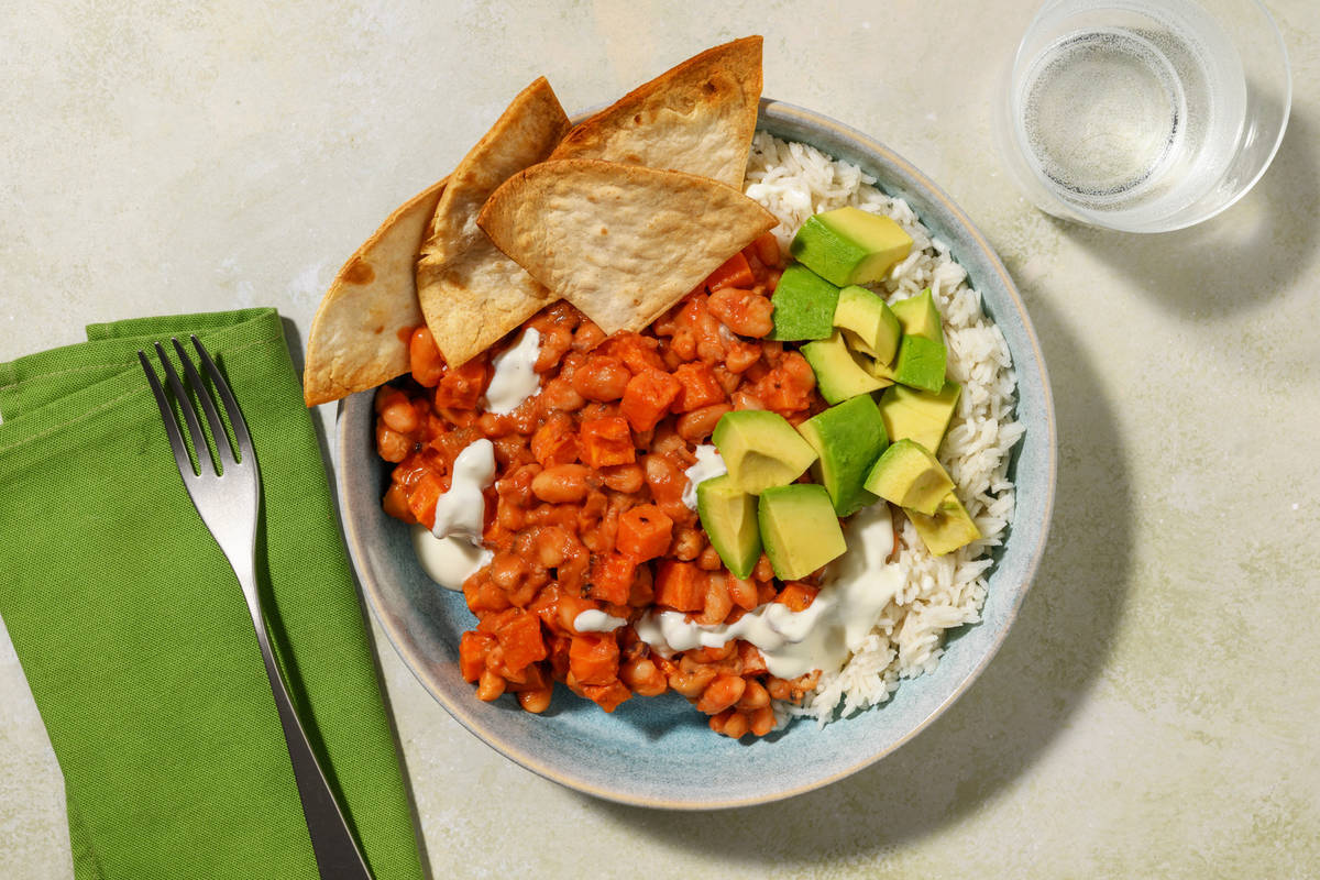 Mexican Style Sweet Potato and Butter Bean Chilli