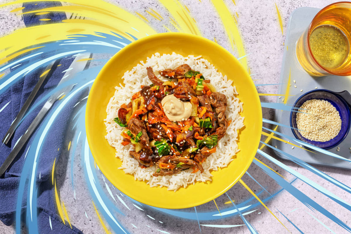 Poké-Bowl de bœuf & légumes dorés au sésame