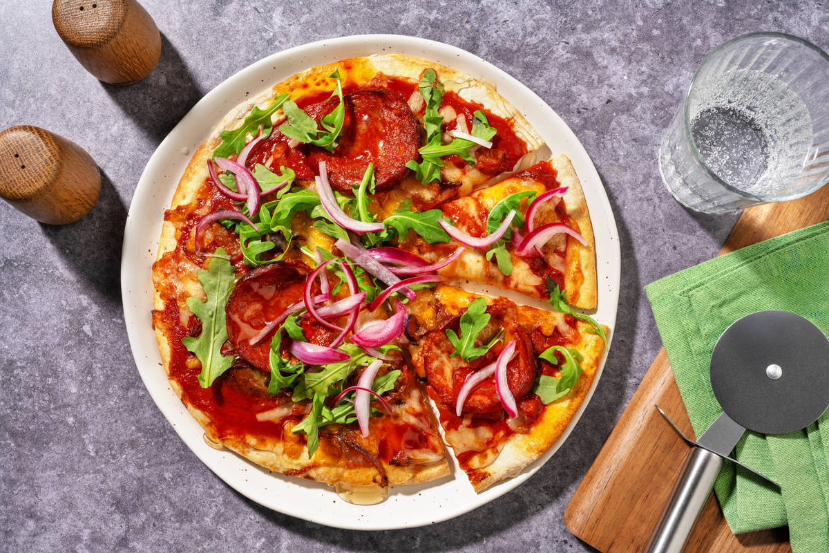 Tex-Mex Style Chorizo and Two Cheese Pizza