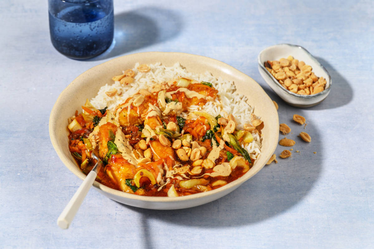 Dinde épicée, pak choï & cacahauètes