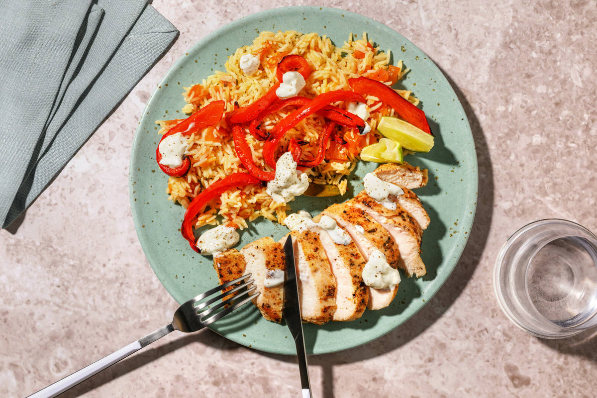 Poulet mariné à la mexicaine & poivron rôti