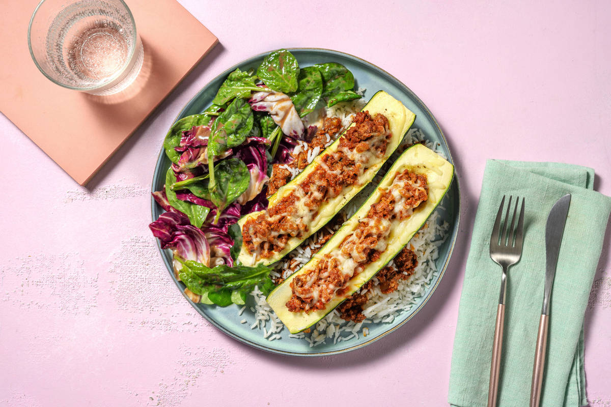Courgette farcie au bœuf haché & riz