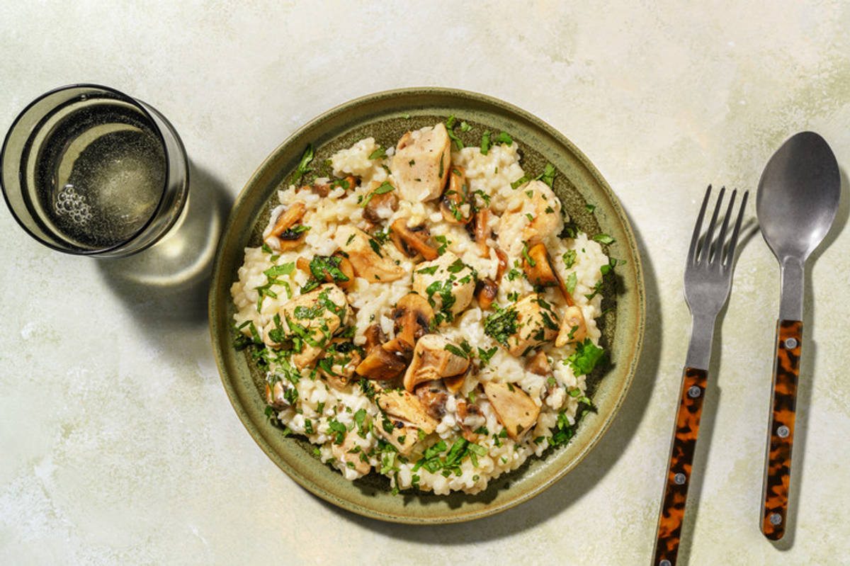Risotto frenchy poulet, champignons & persil