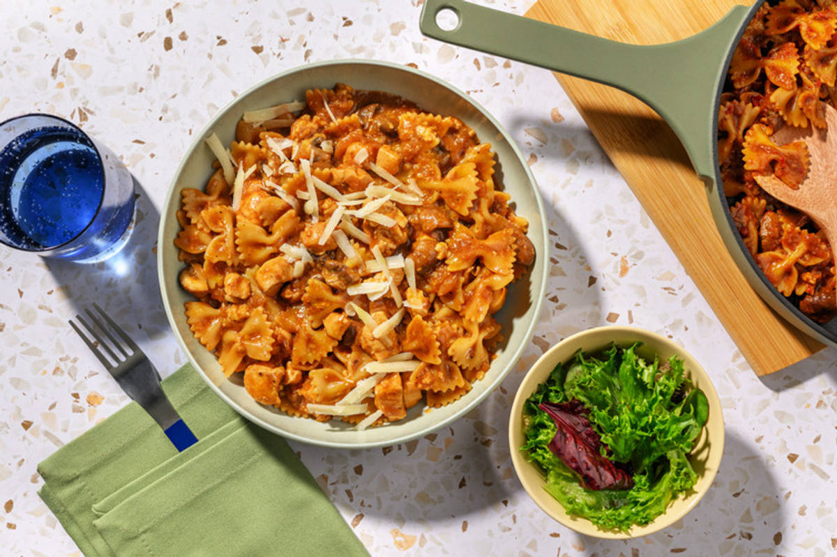 Penne forestières au poulet & gouda