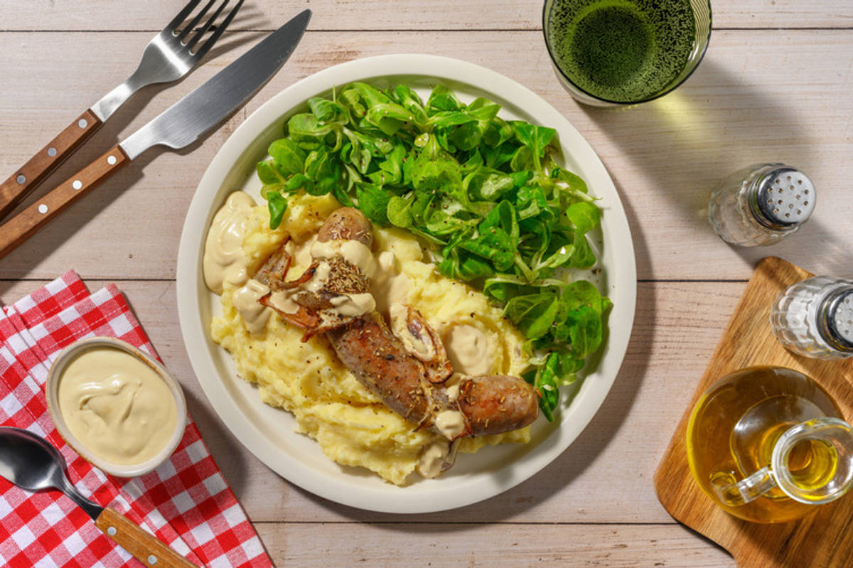 Saucisse & purée au panais façon bouillon
