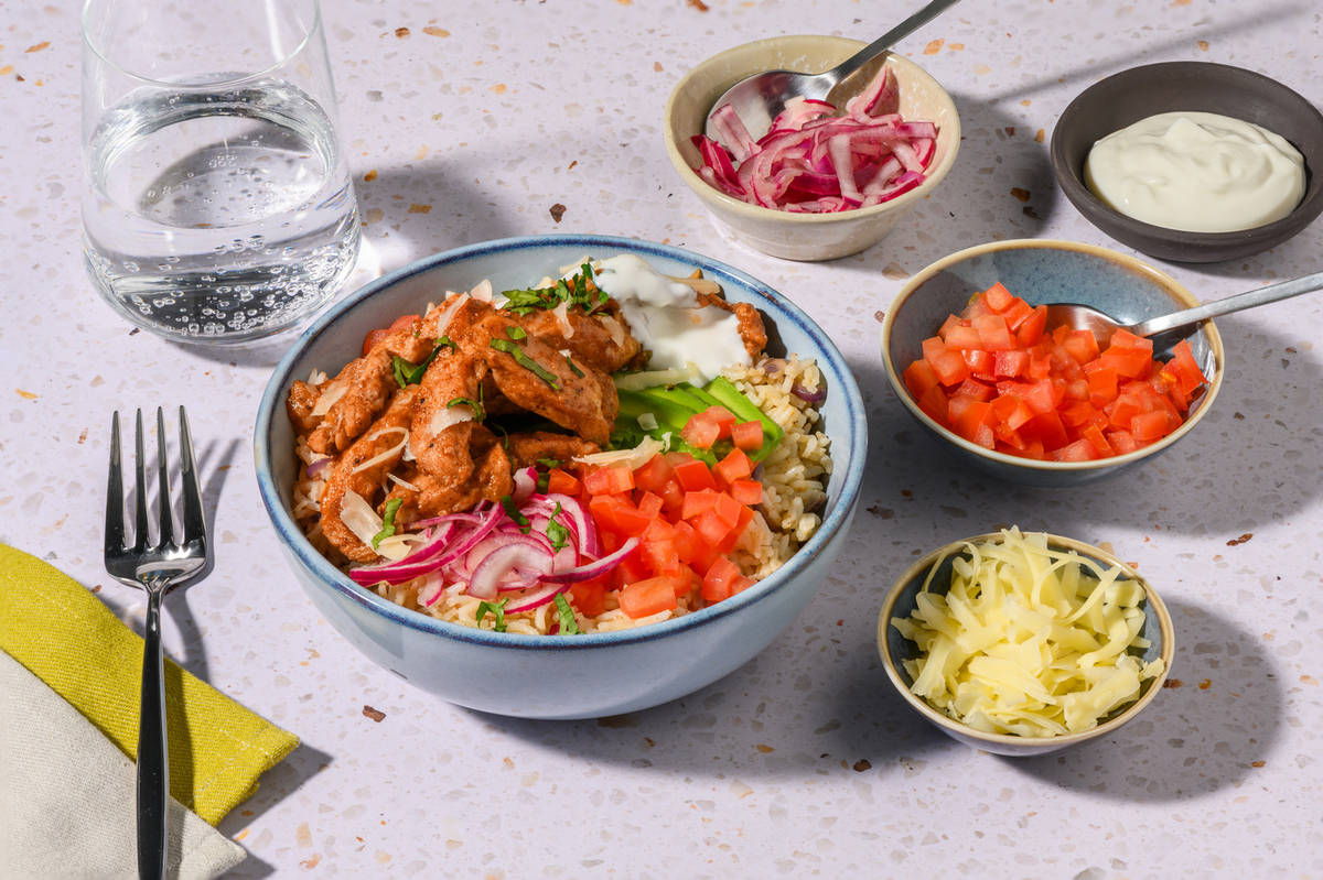 Burrito bowl porc & cheddar à la mexicaine