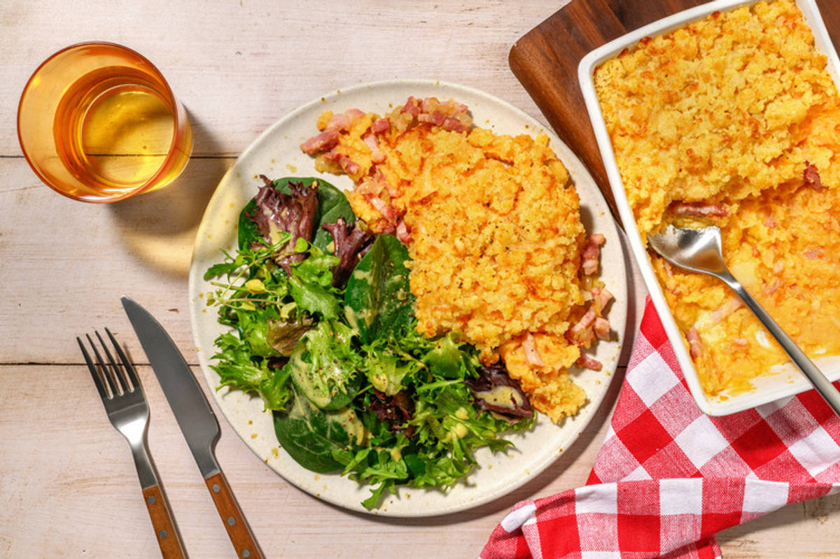 Crumble à l'Ossau-Iraty AOP & lardons