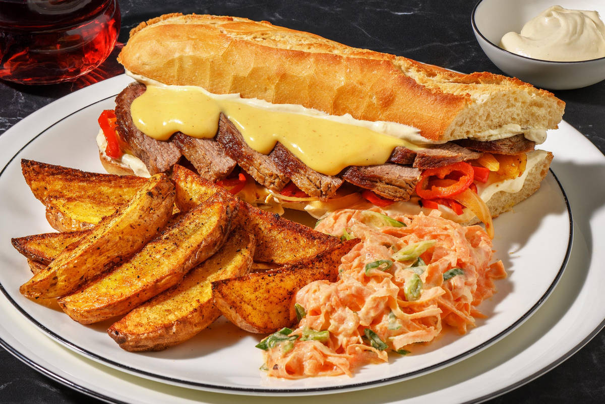 Philly Cheesesteak! Rindssteak Sandwich 