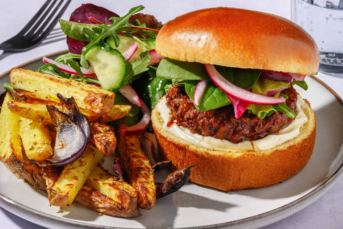 Greek Style Veggie Burger and Oregano Chips