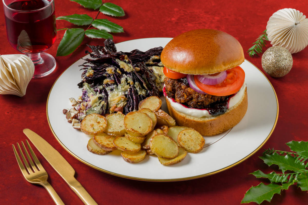 Blueberry Burgers and Blue Cheese Baked Cabbage