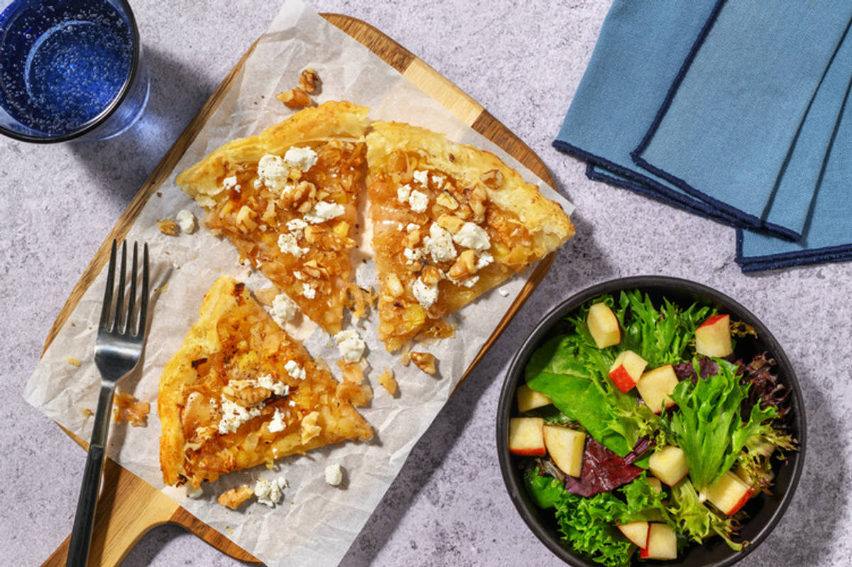 Tarte fine aux poireaux & noix façon tatin