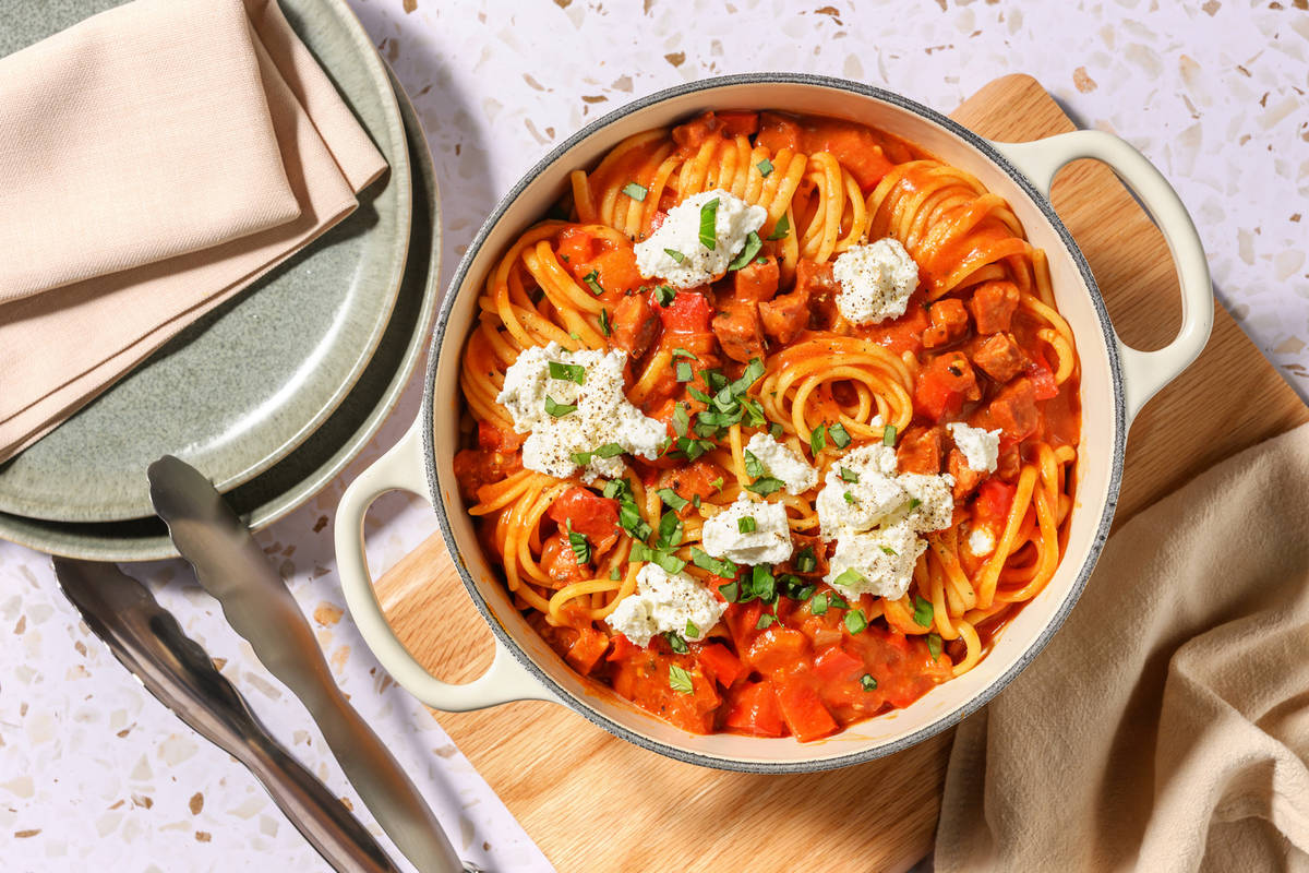 One pot : linguine, ricotta & chorizo