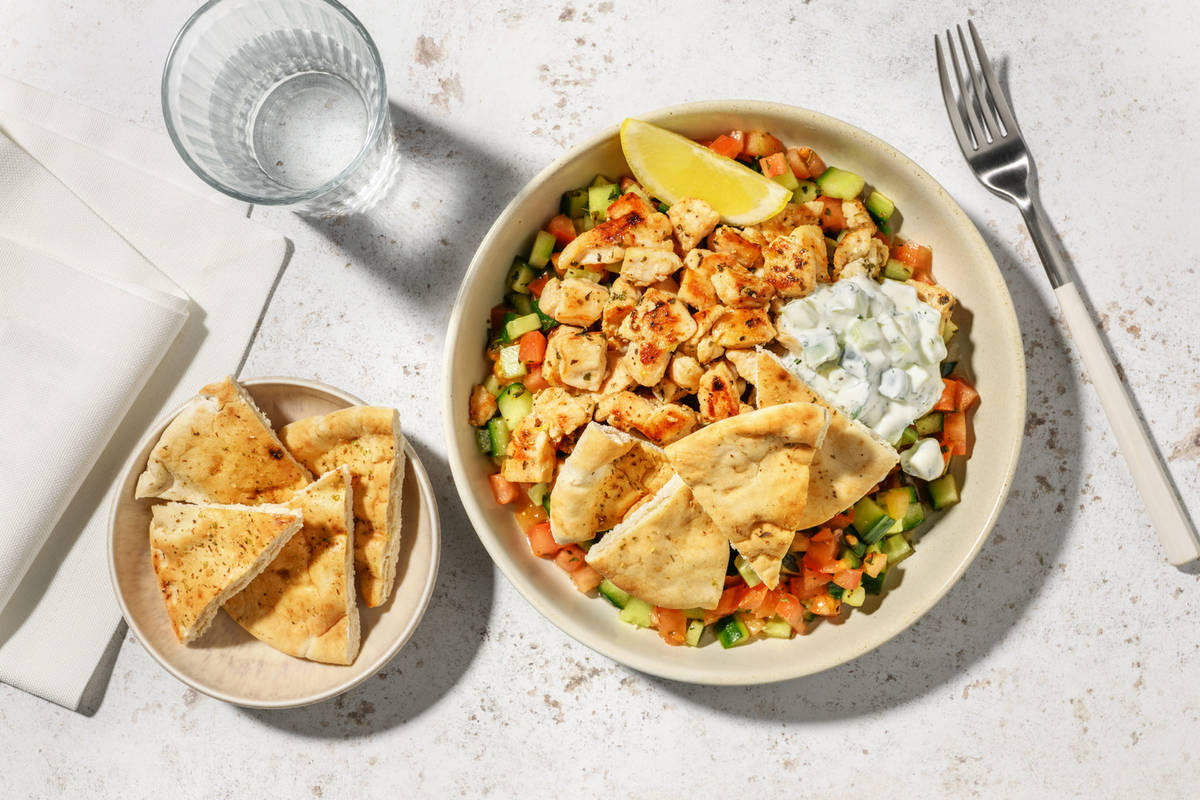 Assiette souvlaki poulet & tzatziki maison