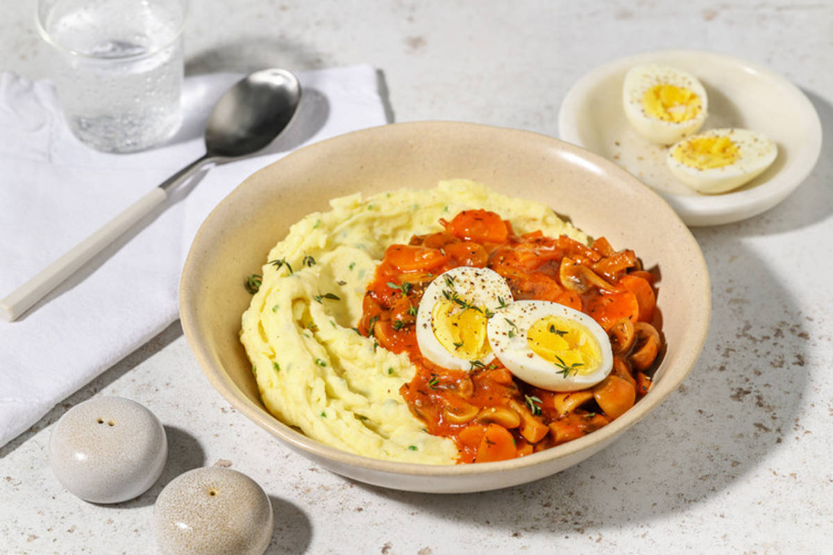 Mijoté de champignons en sauce & purée