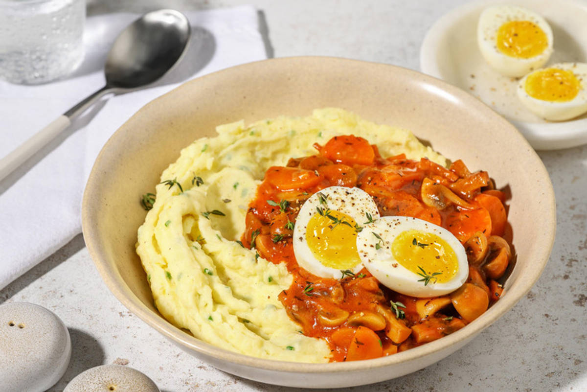 Mijoté de champignons en sauce & purée