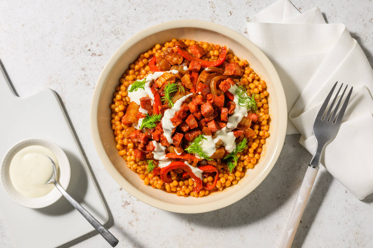 Chorizo, fenouil braisé & couscous perlé