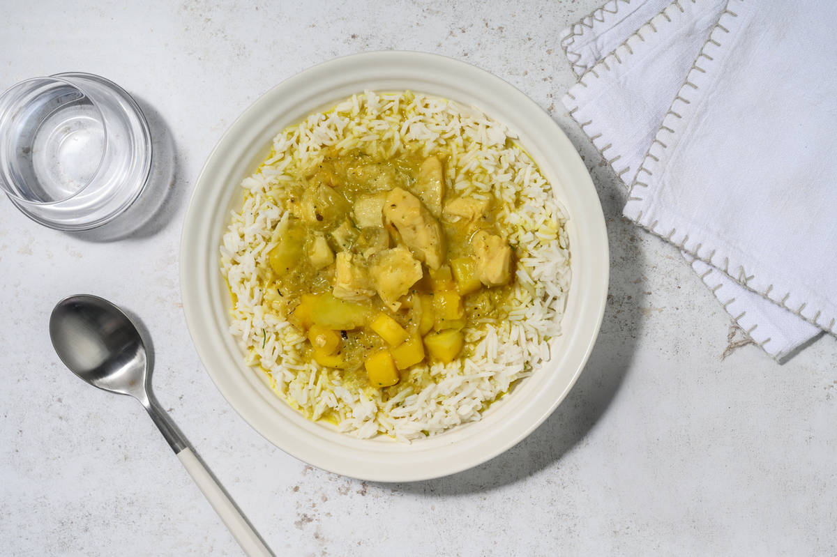 Poulet doré au curry & à la mangue