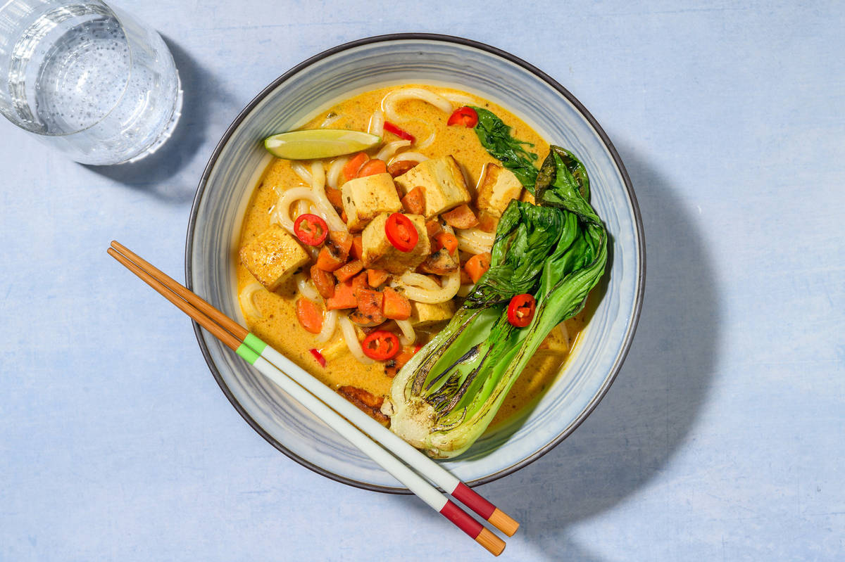 Tofu and Coconut Laksa with Prawns
