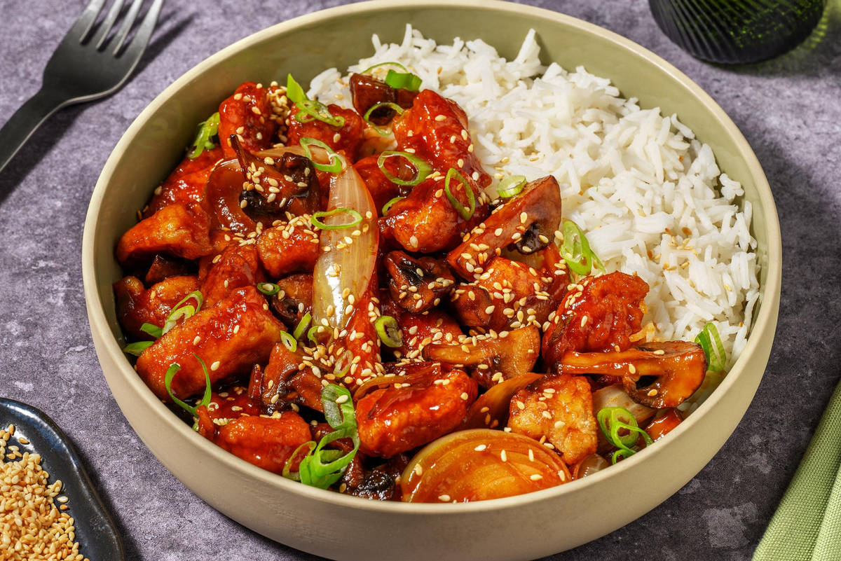 Pouletpfanne süsssauer mit Champignons