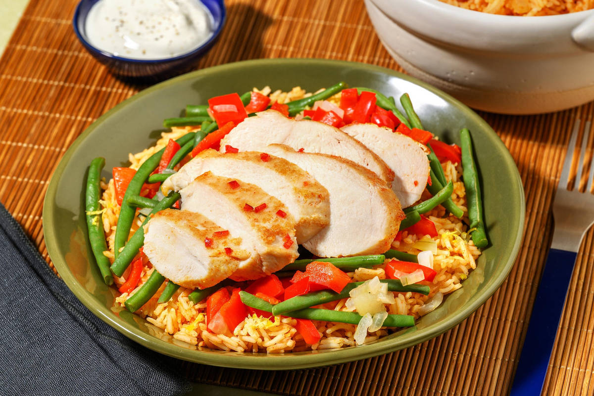 Chili-Hähnchenbrust mit Zitronenreis